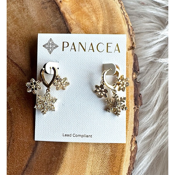 NWT Panacea Snowflake Charm Huggie Hoop Earrings - Picture 2 of 5